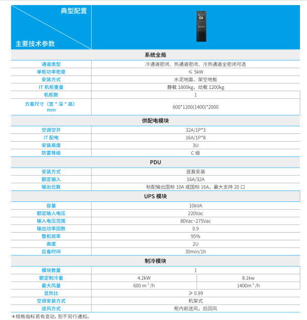 慧能微模块 技术参数